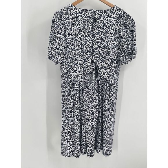 Boden Dress Women Size 14 Back Cutout Floral Mini Dress V Neck Short Sleeve Blue - Picture 10 of 13